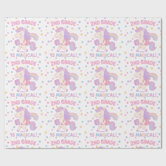 2年生は魔法の新学期ユニコーン ラッピングペーパー (フラット)