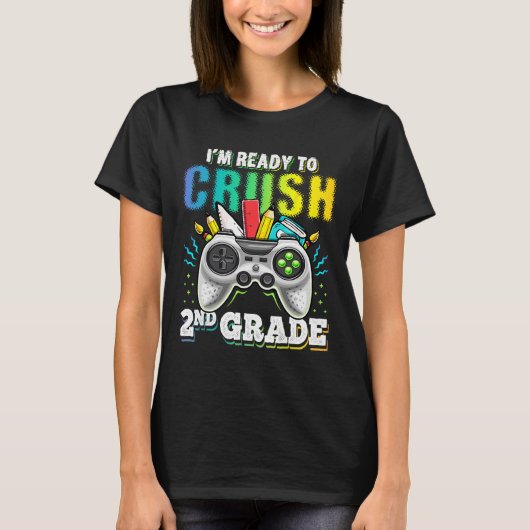 2年生をぶっ飛ばすぜ！学校用ビデオゲーム Tシャツ (正面)