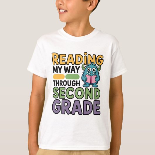 2年生を楽しく読書しようモンスター Tシャツ (正面)
