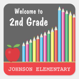 2年生カラフルに戻る開始 スクエアシール