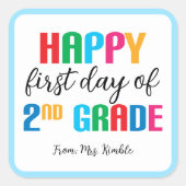 2年生カラフルの学校のステッカー（正方形） スクエアシール (正面)