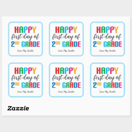 2年生カラフルの学校のステッカー（正方形） スクエアシール (シート)