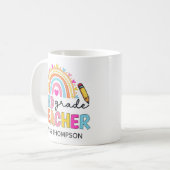 2年生パーソナライズされたレインボー先生コーヒーマグ コーヒーマグカップ (正面左)