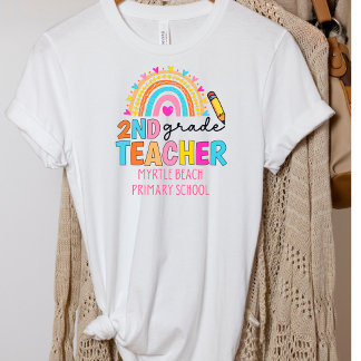 2年生モダンレインボー先生学校名 Tシャツ