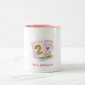 2年生先生ピンクノート名門私立校風のコーヒー ツートーンマグカップ (中央)