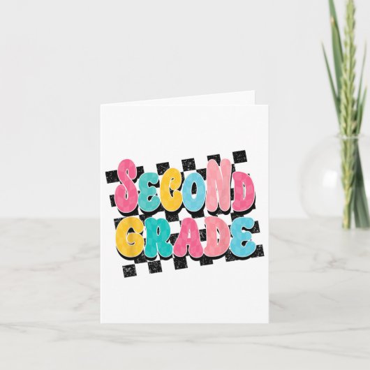 2年生担任の学校復帰チェック柄プリント カード (正面)