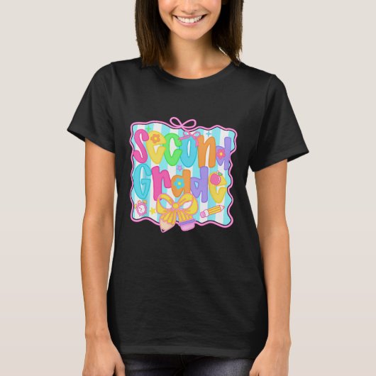 2年生 女の子 バックトゥスクール リボン 可愛い フェミニン Tシャツ (正面)