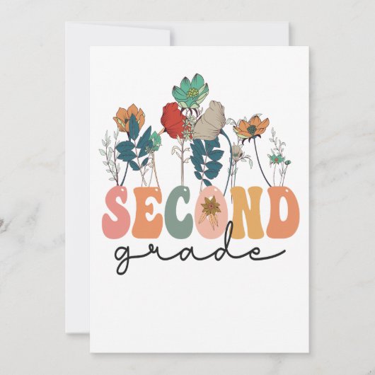 2年生 花のバックトゥスクール 教師へのギフト 招待状 (正面)