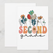 2年生 花のバックトゥスクール 教師へのギフト 招待状 (正面/裏面)