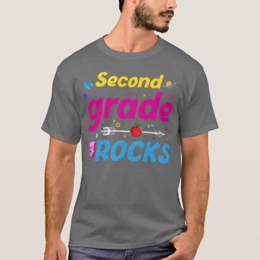 2年生 Rocks Backo 学校 2年生 面白い Tシャツ (正面)