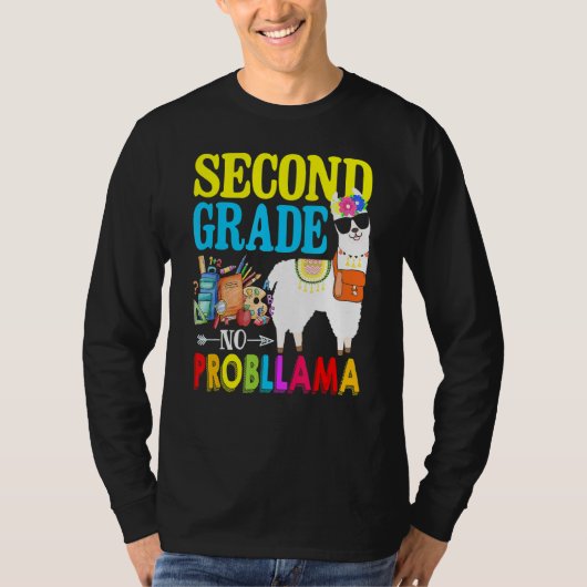 2年生No Prob Llama最初の日に戻るSchooo Tシャツ (正面)