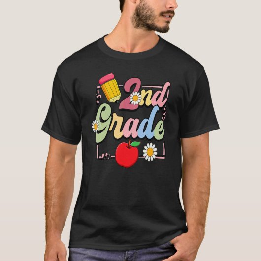2年生Pencil Apple学生先生Back To Sch Tシャツ (正面)