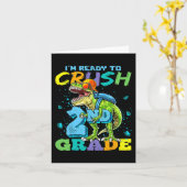 2年生T型恐竜のバックTを粉砕する準備ができている カード (黄色い花)