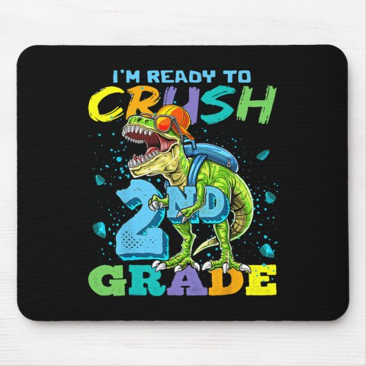 2年生T型恐竜のバックTを粉砕する準備ができている マウスパッド (正面)
