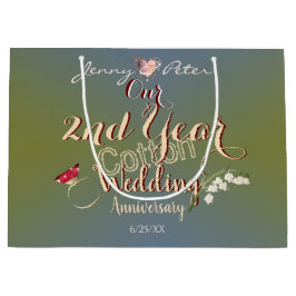 2年目のコットンの記念日結婚ラージギフトBa ラージペーパーバッグ