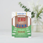 2年目のダウンサッカーテーマ誕生日 インビテーションポストカード (スタンド正面)