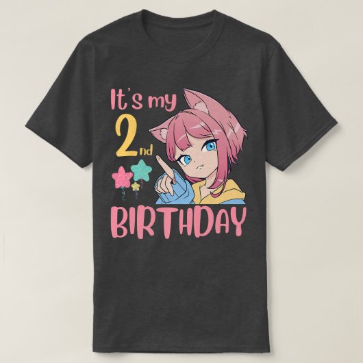 2年目の誕生日アニメ誕生日ガール Tシャツ (デザイン正面)