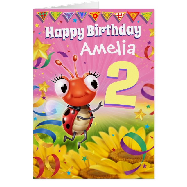 2年間のカスタムバースデーカードLittle Ladybugの範囲 (正面)