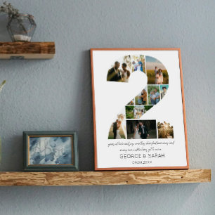 2年間の写真コラージュの結婚記念日 ポスター