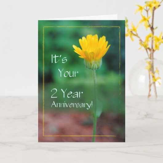 2年間の記念日、中毒の回復 カード (黄色い花)