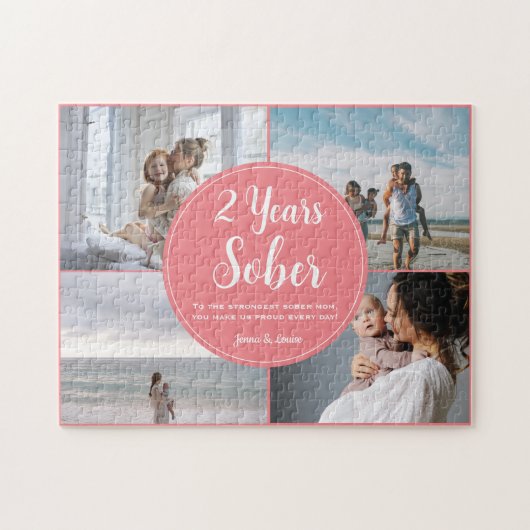 2年間10月、4枚の写真コラージュ、名前をカスタムする ジグソーパズル (横)