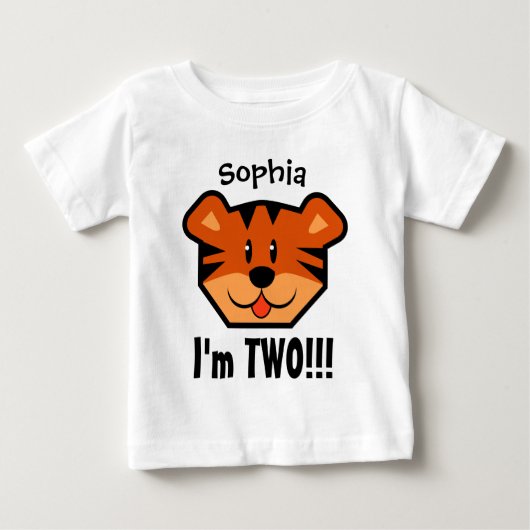 2年2回目の誕生日の少年または少女とタイガーV08 ベビーTシャツ (正面)