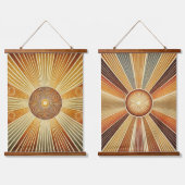 2幾何学太陽の木製の壁のタペストリーのセット 吊り下げ型タペストリー (ダブル)