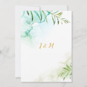 #2幾何学的ピンクグリーン金ゴールド植物学結婚の 招待状 (裏面)