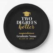 2度ホッター – 名前 – 黒金ゴールド卒業 ペーパープレート (正面)