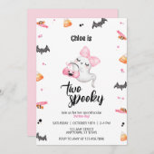 2度目の不気味な女の子の誕生日お化けハロウィン 招待状 (正面/裏面)