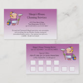 #2忠節なピンクの漫画の女中の家のクリーニングの顧客 ロイヤリティカード (正面/裏面)