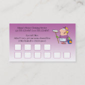 #2忠節なピンクの漫画の女中の家のクリーニングの顧客 ロイヤリティカード (裏面)