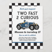 『2才の好奇心爆発!』パーティーレースカーパーティーのご招待 招待状 (正面/裏面)