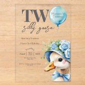 2才の誕生日お祝い「Two Silly Goose Boy」 アクリル招待状 (正面)