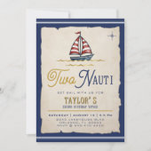 2才の誕生日パーティーに「Two Nauti」のヨット 招待状 (正面)