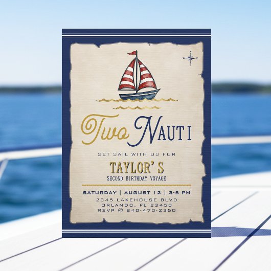 2才の誕生日パーティーに「Two Nauti」のヨット 招待状