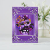 2披露宴キンセアニェラ仮装マスクパープル 招待状 (スタンド正面)