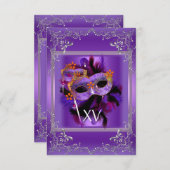 2披露宴キンセアニェラ仮装マスクパープル 招待状 (正面/裏面)