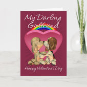 2接吻のPuppのレズビアンのバレンタインデーカード シーズンカード (正面)