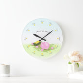 2救時を回ってかわいい子豚の銀行家族 ラージ壁時計 (ホーム)