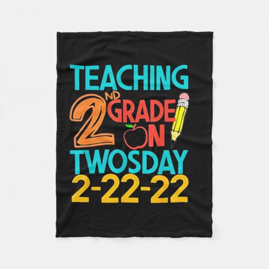 2教え月100日の第2学年日2月22日 フリースブランケット (正面)