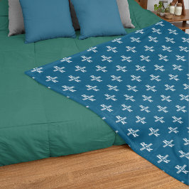 2文字スタイリッシュのモノグラムの打刻アロバーブルー フリースブランケット