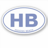 2文字ビーチオーバルブルーカスタムダイカット シール (正面)