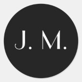 2文字ブラックモノグラムミニマルホワイトタイポグラフィ ラウンドシール (正面)