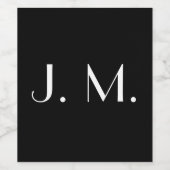 2文字ブラックモノグラムミニマルホワイトタイポグラフィ ワインラベル (シングルラベル)