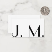 2文字モノグラムモダン白黒ミニマル ノートカード (正面/裏面インサイチュ)