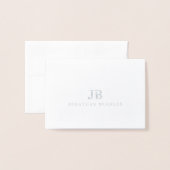 2文字モノグラム名サンキューカード 箔カード (封筒付き正面)