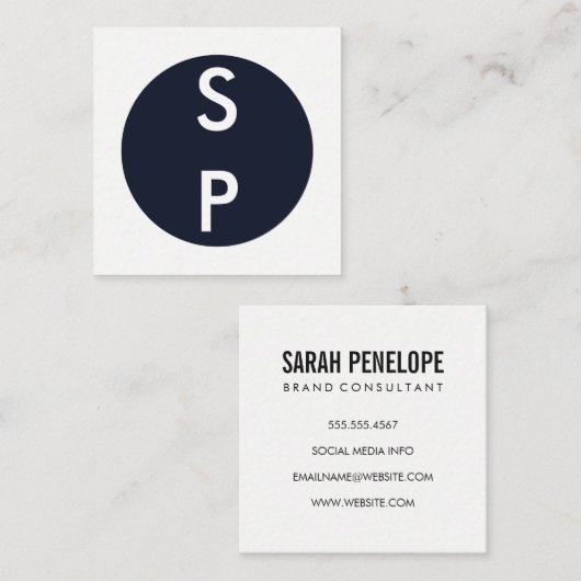 2文字（縦）モノグラム スクエア名刺 (正面/裏面)