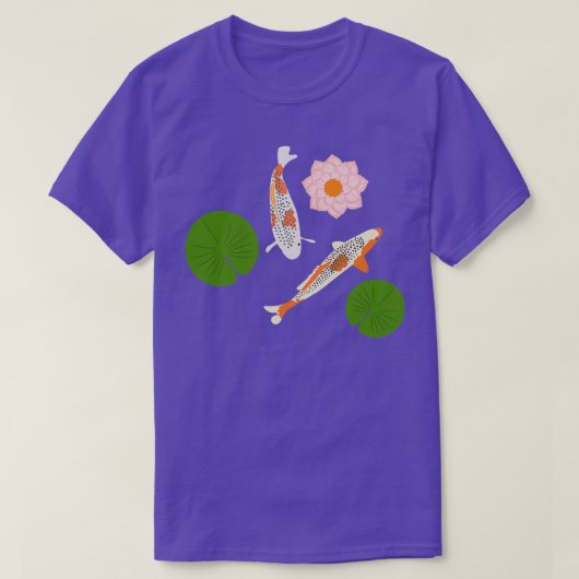 2日本のコイ魚《植物》スイレンコイ池 Tシャツ (デザイン正面)