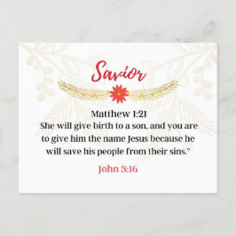 2日目。イエスの名前 |救世主 |アドベントカレンダー ポストカード